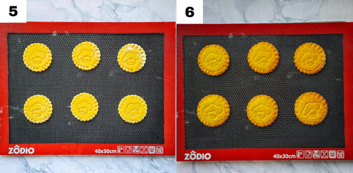 Cuisson des sablés bretons sur une plaque de cuisson.