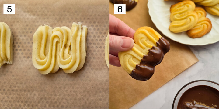 Pocher des W pour faire des biscuits de Noël Spritz traditionnels.