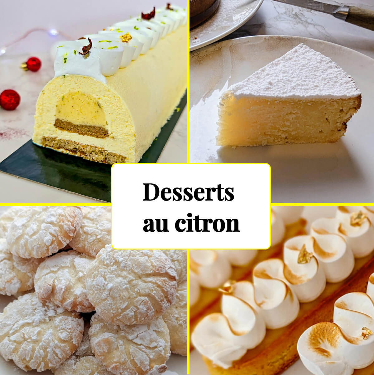 Un collage photo pour un article sur les desserts au citron.