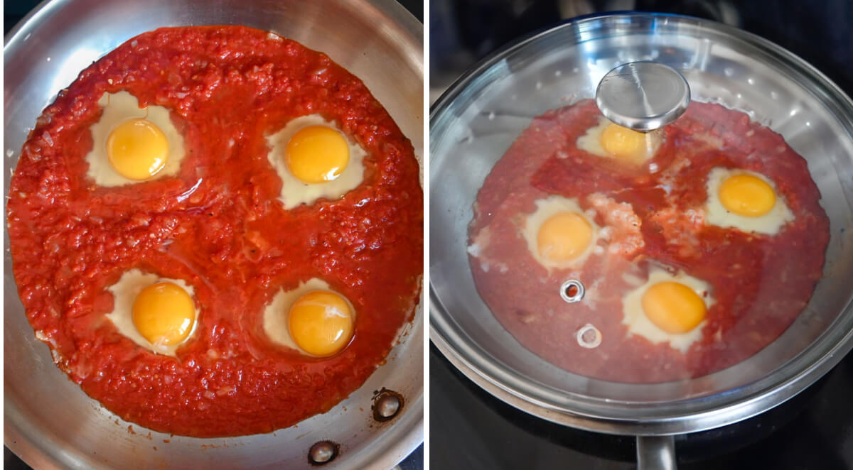 Étapes pour faire des oeufs tomates.
