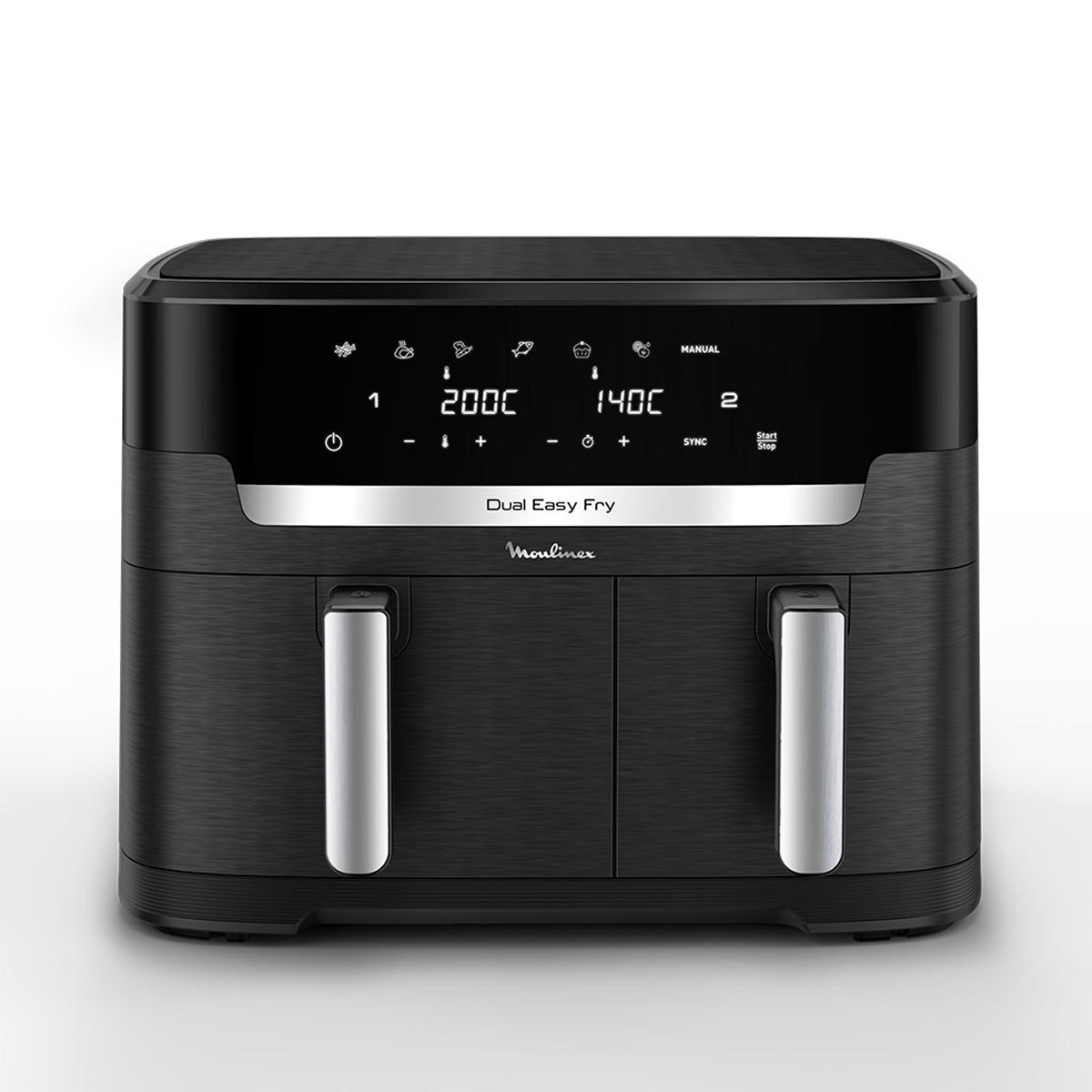 Un airfryer Dual Easy Fry & Grill de la marque Moulinex.