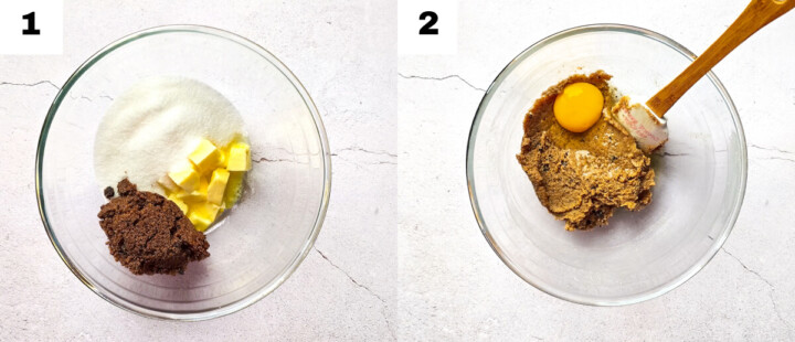 Un collage photo des étapes pour réaliser des cookies coco chocolat.
