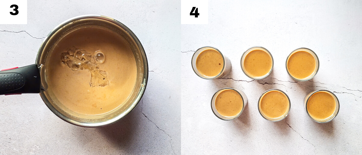 Un collage photo des étapes pour faire des panna cotta