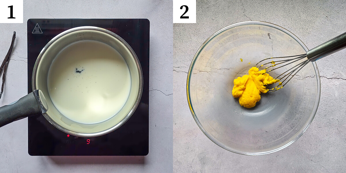 Des étapes pour faire une recette de crème dessert.