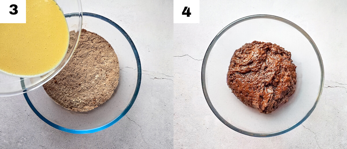 Un collage photo pour faire une recette de muffins au chocolat.