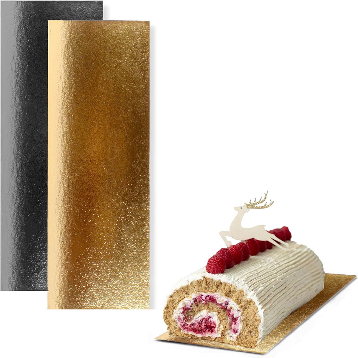 Un kit de 15 supports à bûches de Noël & gâteaux rectangulaires.