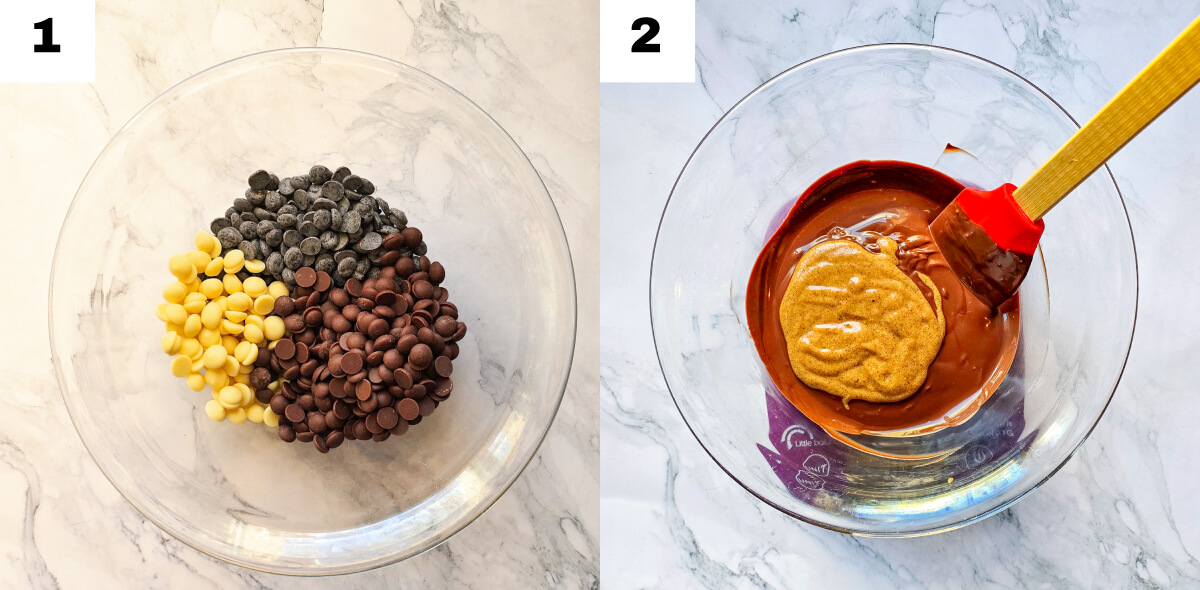 Étapes pour faire des bonbons de Noël au chocolat.