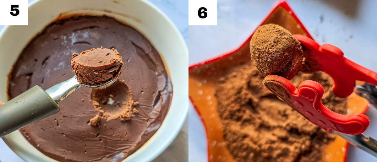 Étapes pour enrober des truffes chocolat.