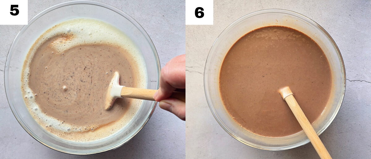 Collage photos des étapes pour faire la crème chocolat.