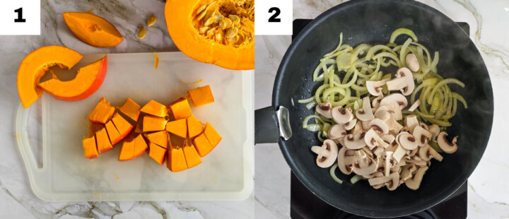 Des étapes pour faire un gratin de potimarron.