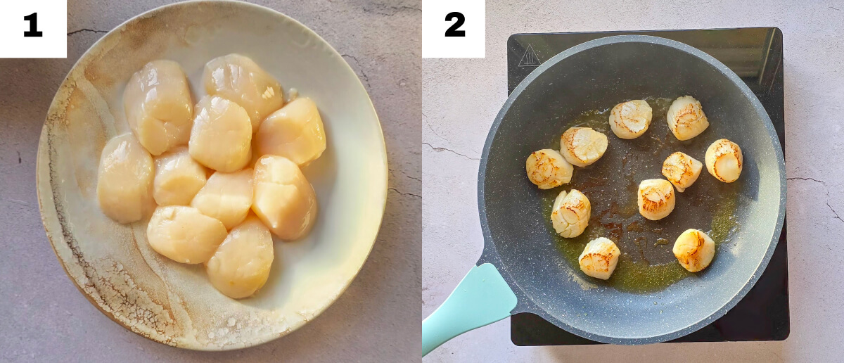 Des étapes pour faire une recette de cassolette st jacques et fondue de poireaux.