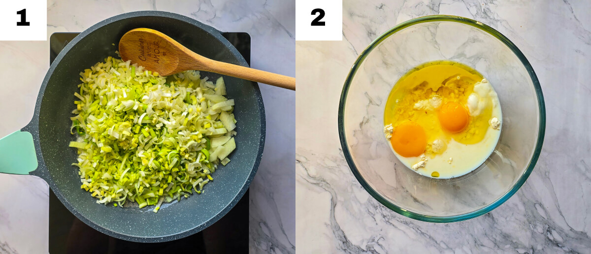 Des étapes pour faire des muffins poireaux saumon.