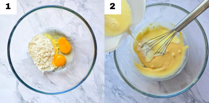 Étapes pour faire des cannelés salés au chorizo comté.