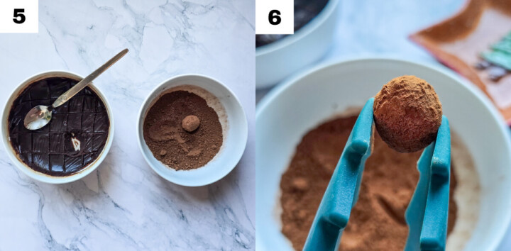 Étapes pour faire des truffes au chocolat rhum.