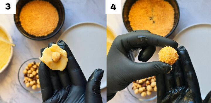 Préparation des truffes de Noël au chocolat.