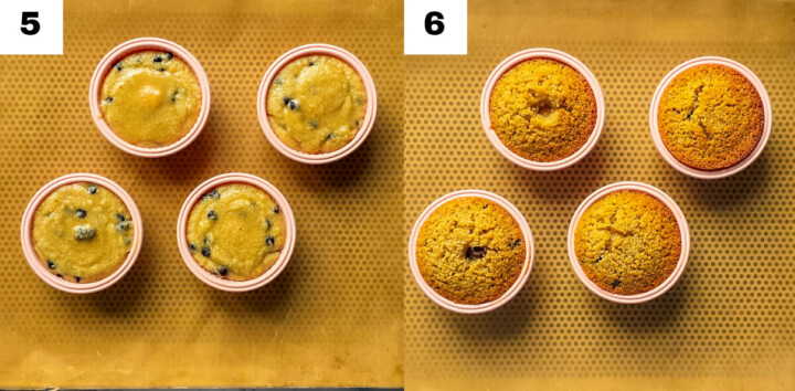 Un collage photo des étapes pour la cuisson des tigrés au chocolat de Cyril Lignac.