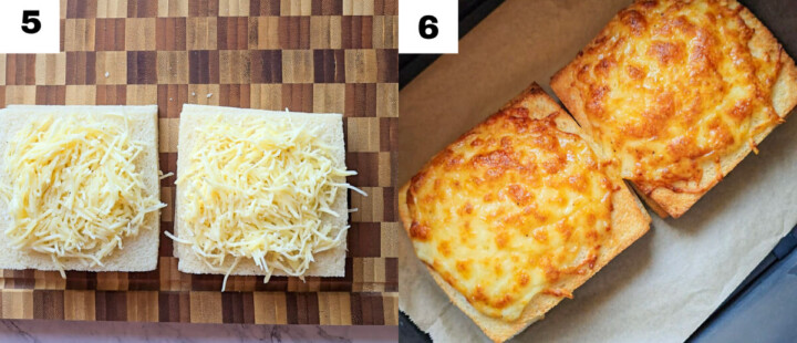 Un collage photo des étapes de la cuisson des croques à l'airfryer.