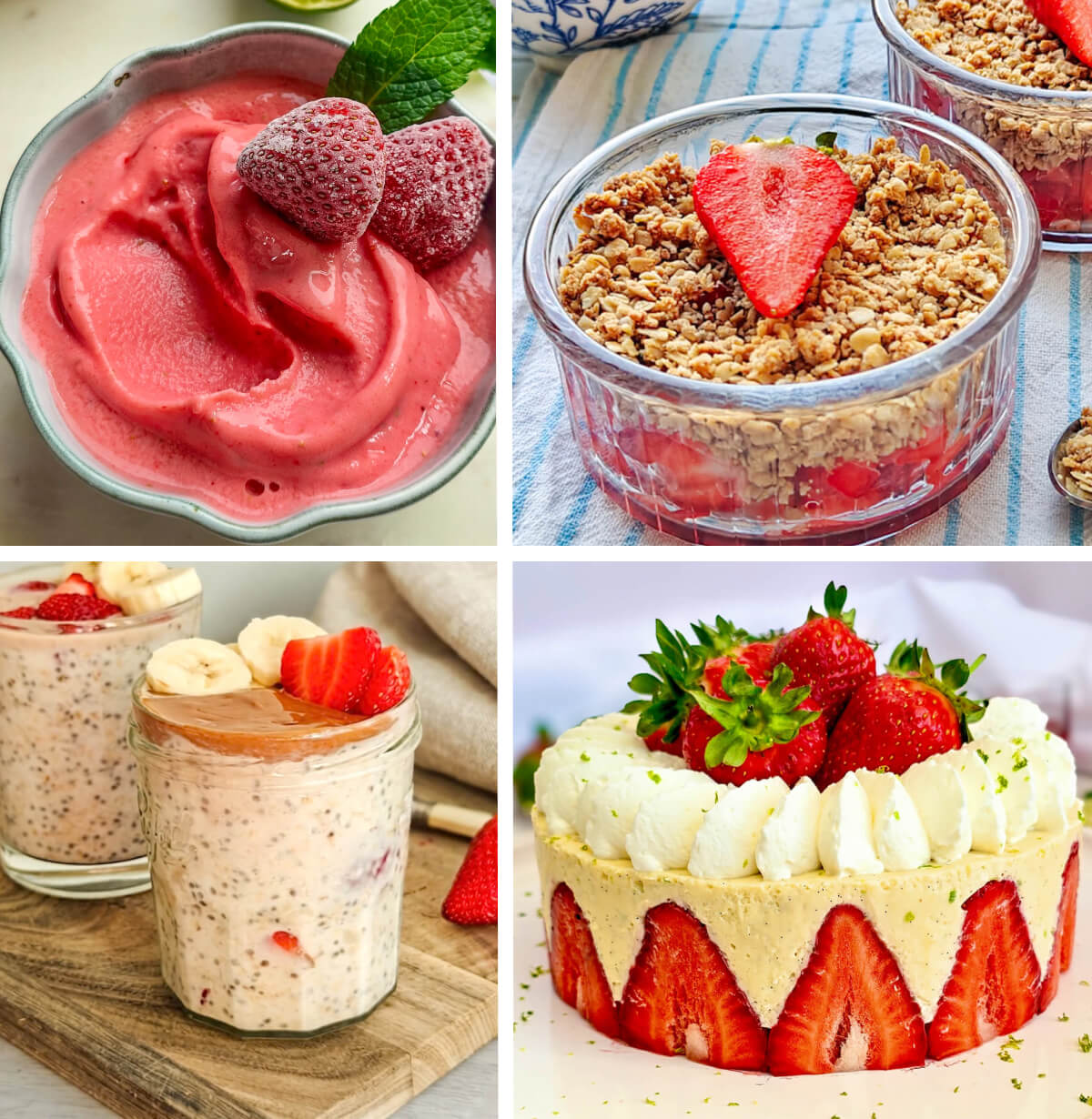 collage de 4 recettes aux fraises maison
