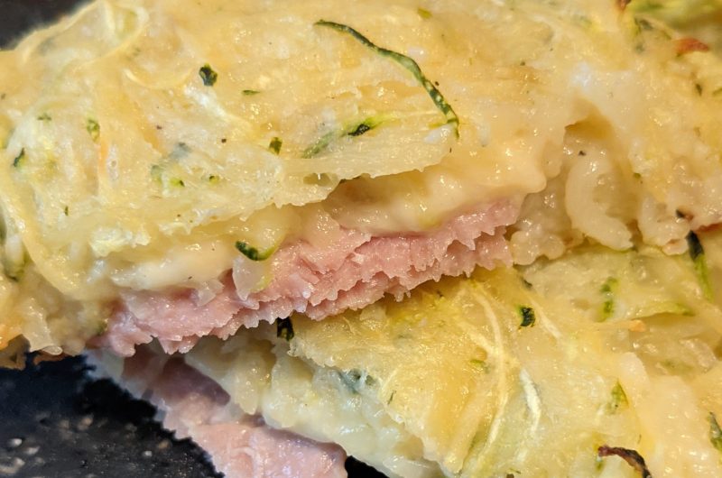Galettes de courgettes au bacon gratinées