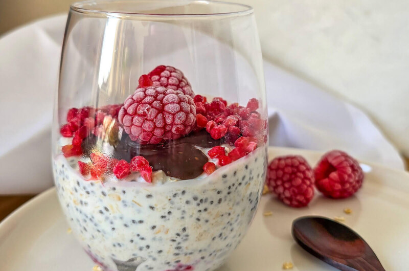 Overnight porridge aux framboises