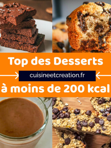 Collage photos des top desserts à moins de 200 calories.